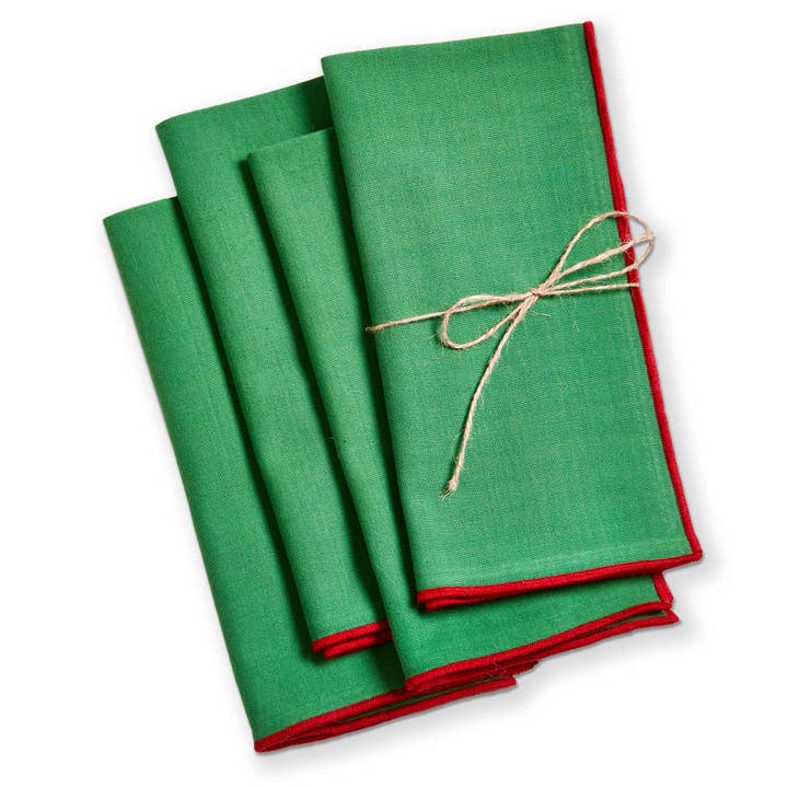 tag - Wholesale Dinner & Cloth Napkin - Color Pop Napkin Set of 4 Bright Green Cotton Christmas