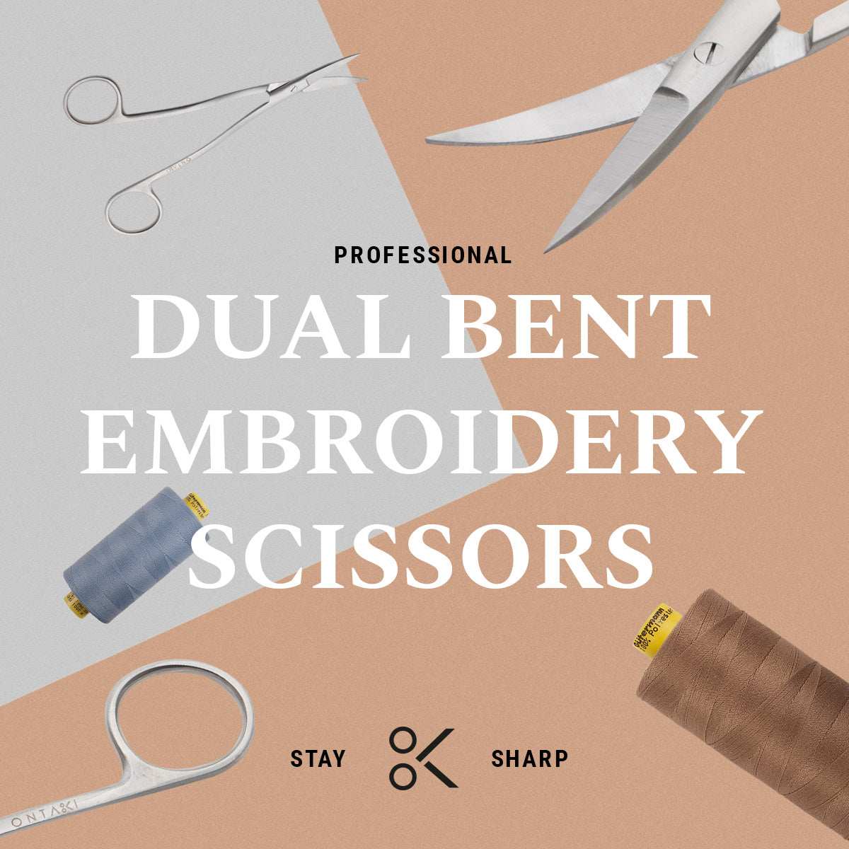 Silver ONTAKI Curved Fabric Scissors (6.5") for wholesale on Faire3