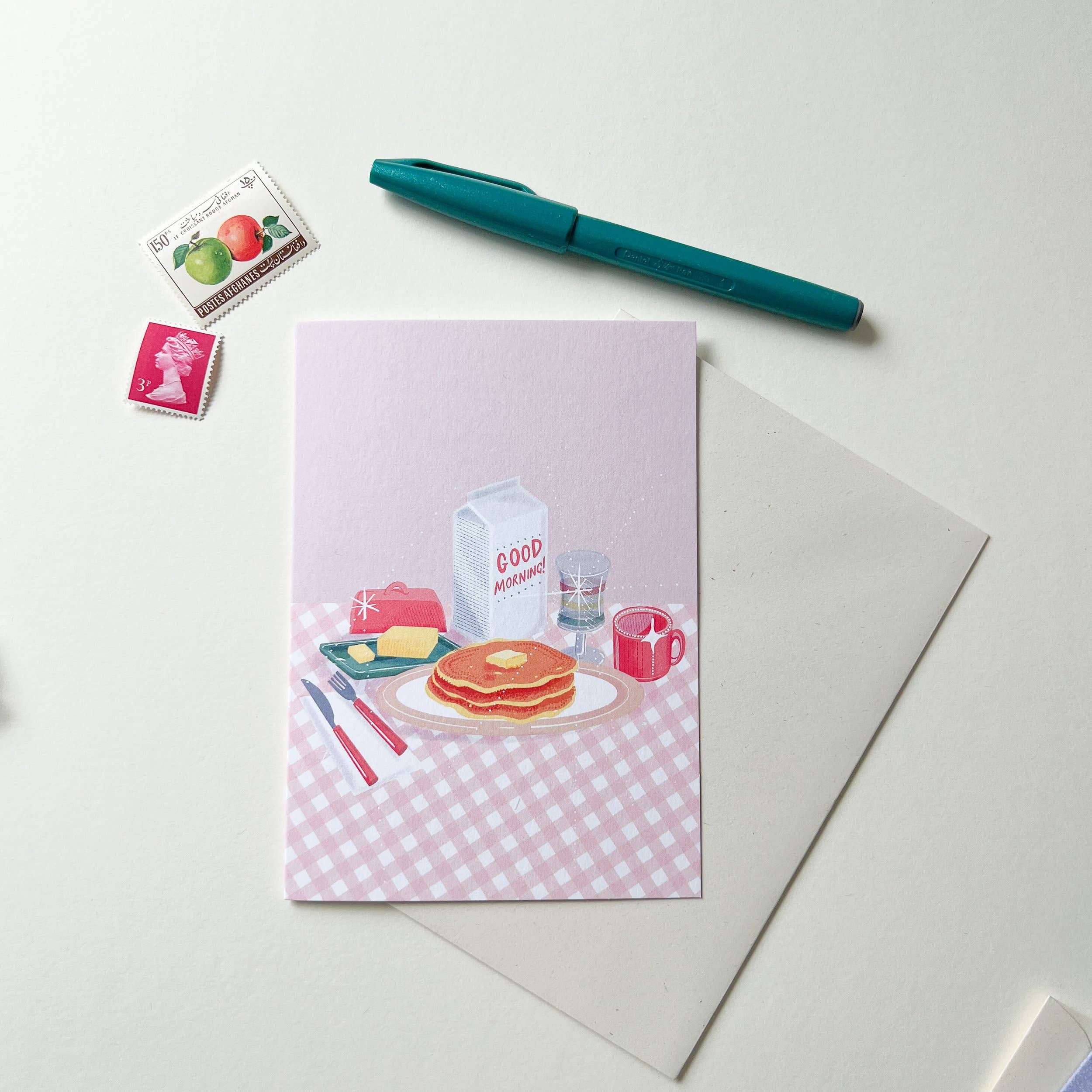 Bryony Moss Illustration – wholesale Mother’s Day card – Pancake Breakfast, A6 Greetings Card1