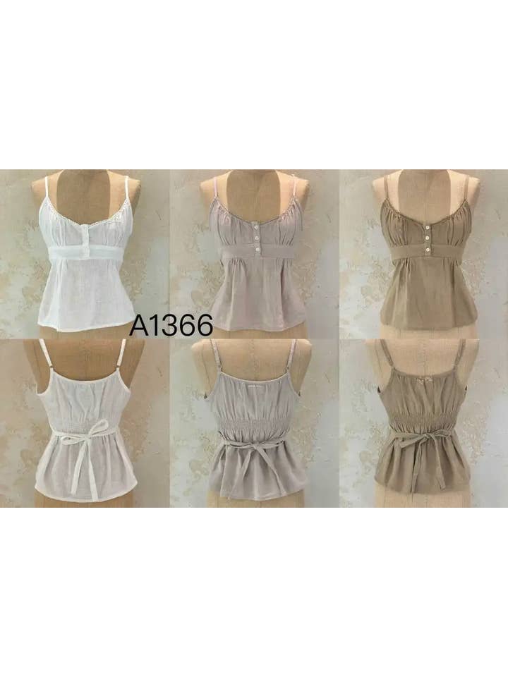 Chilli Girl Collection - Wholesale Tank Top - Women's - Camisole linen top with lace at the back7