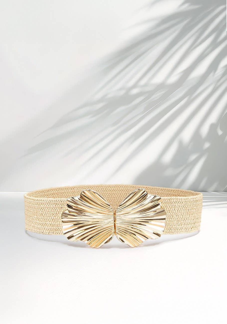 Beige Gold LASCANA Women's Raffia Statement Waist Belt for wholesale on Faire0