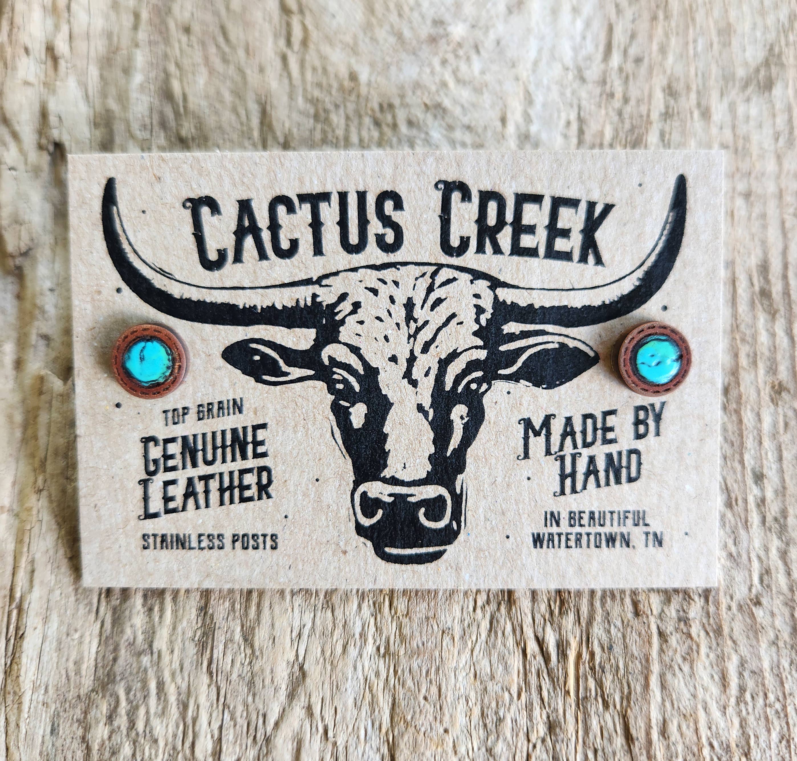 Cocklebur & Co. - Wholesale Stud/Post Earrings - "Tanya" Turquoise-Inspired Leather Post Earrings3