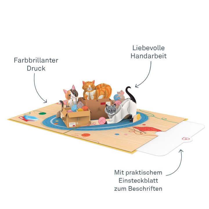 papercrush - Vendita all'ingrosso Biglietti di auguri - Biglietto pop-up con gatti carini 3D2