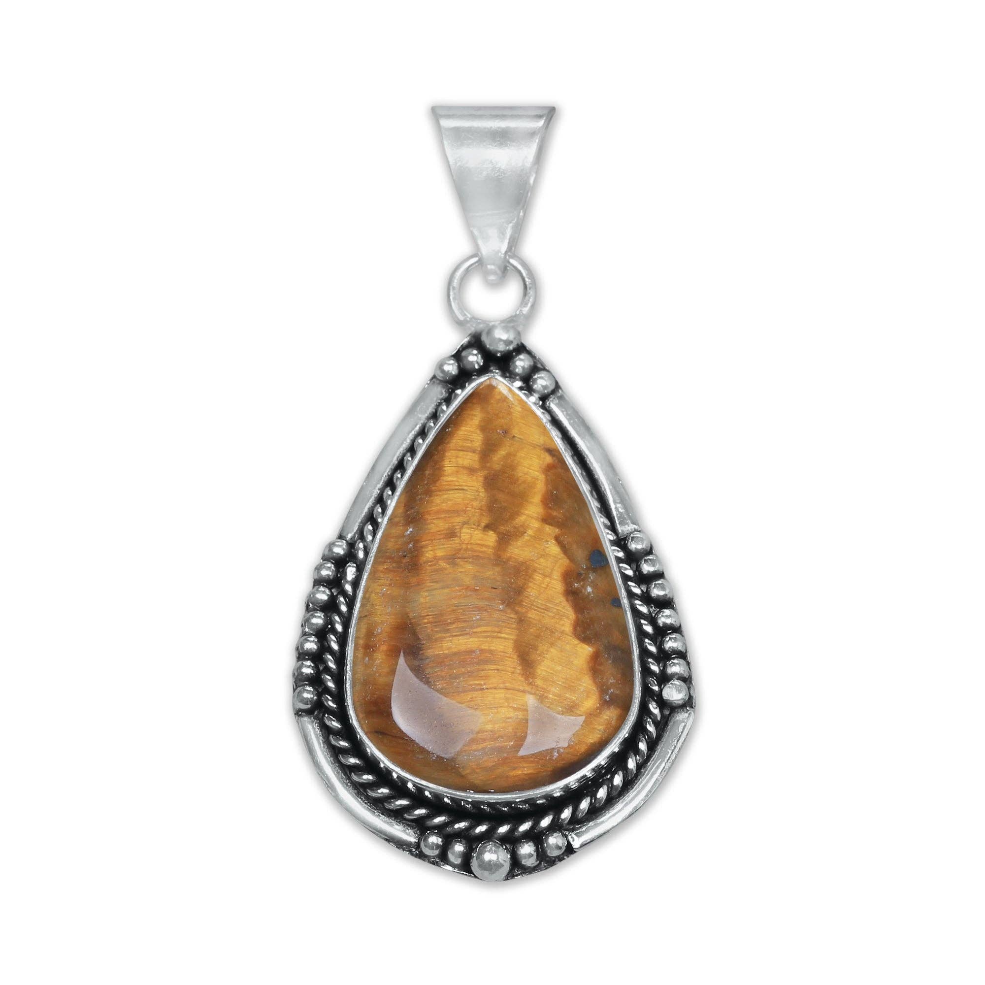Handmade Jewels - Wholesale Individual Charm/Pendant - Tiger Eye Designer Pendants - Handmade, Silver-Plated, Assorted Designs/Sizes10