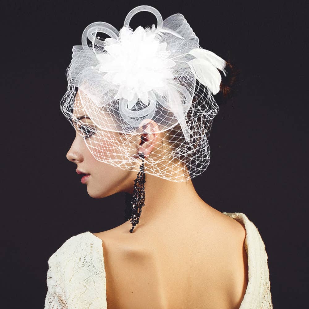 Sensibling Corp. - Wholesale Fascinator Hat - Women's - Bow Flower Feather Mesh Fascinator / Headband8