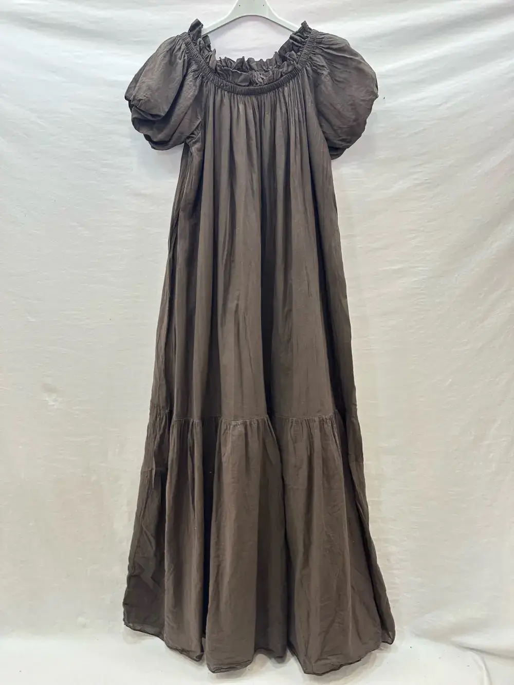 Mimi & Gogo - Wholesale Jurk - Dames - Lange Jurk van Katoenen Voile met Volants @27043_RLDouble4