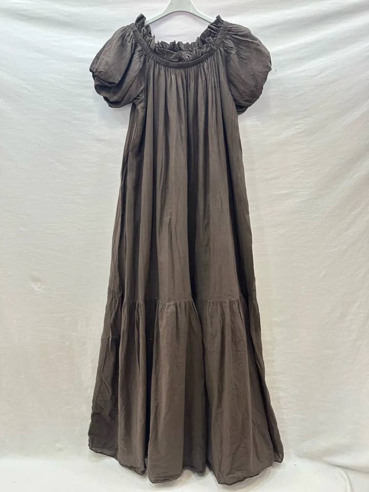 Mimi & Gogo - Wholesale Jurk - Dames - Lange Jurk van Katoenen Voile met Volants @27043_RLDouble4