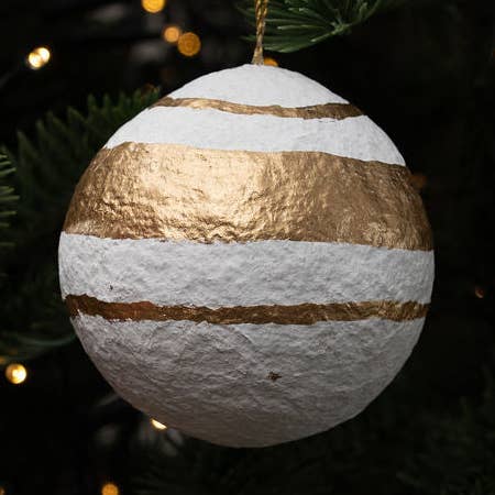 Bola Listrada de Algodão Mache por atacado de Bollywood Christmas