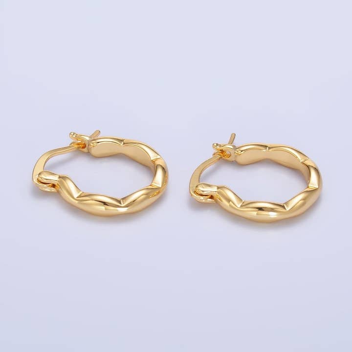 Aros de aro minimalistas con cierre fundido en oro relleno de 24K | AB548 para venta al por mayor de Aim Eternal
