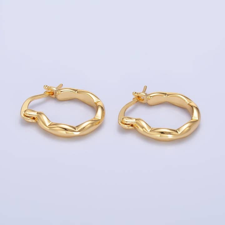 Aim Eternal - Wholesale Oorringen - 24K Goud Gevuld Minimalistische Gesmolten Sluiting Hoepel Oorbellen | AB548