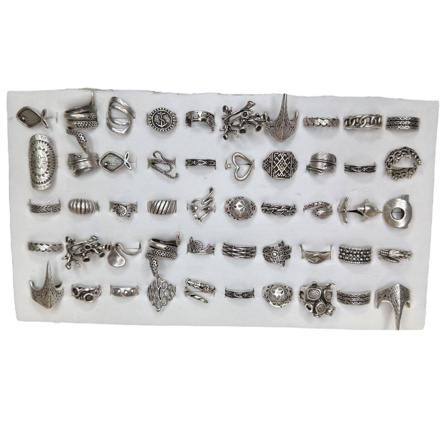 Loli – wholesale Jewellery set – Vintage Silver Color 50 Adjustable Rings Prepack & Display2