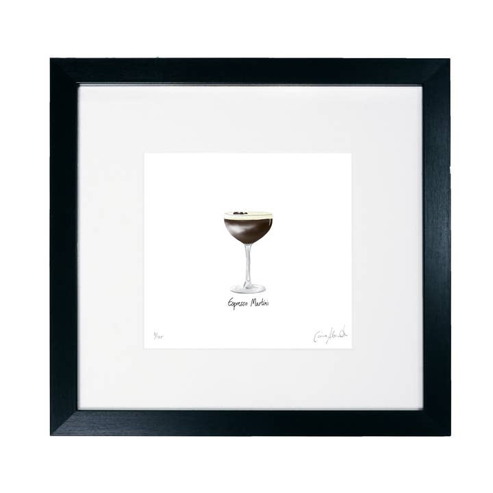 Espresso Martini - Stampa artistica con cornice in edizione limitata per la vendita all'ingrosso da parte di Corinne Alexander