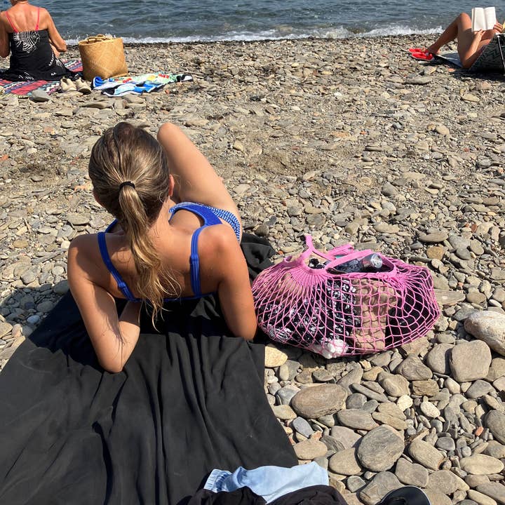 Filt1860 - Wholesale Grocery/Shopping Bag - Net shopping Rose Sorbet long handles2