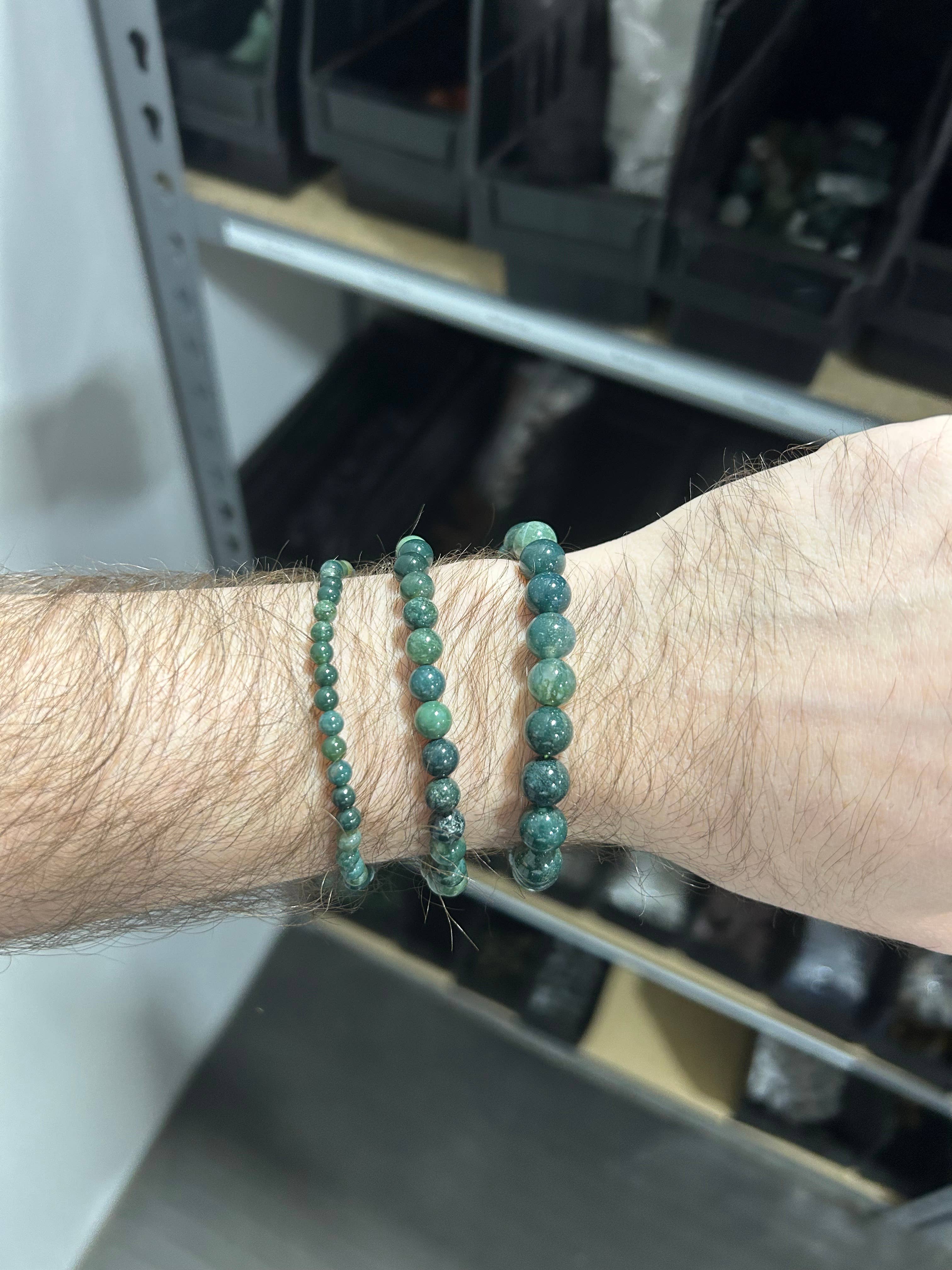 Pebble House - Wholesale Beaded Bracelet - Moss Agate Bracelet 4mm/6mm/8mm - Crystals & Stones6