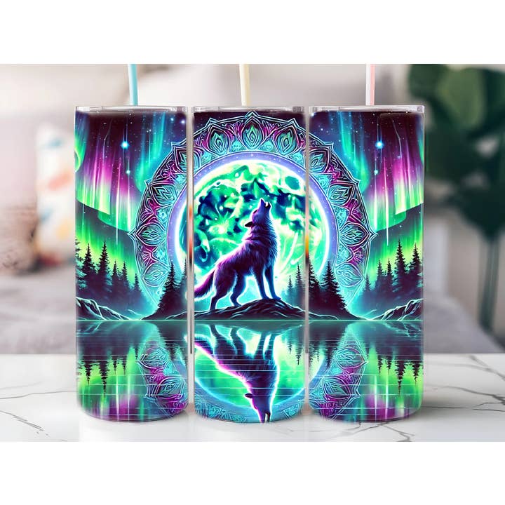 Nordlys Ulvehyl 20oz Tumbler Fysisk Vare for engroshandel hos Justified Madness1