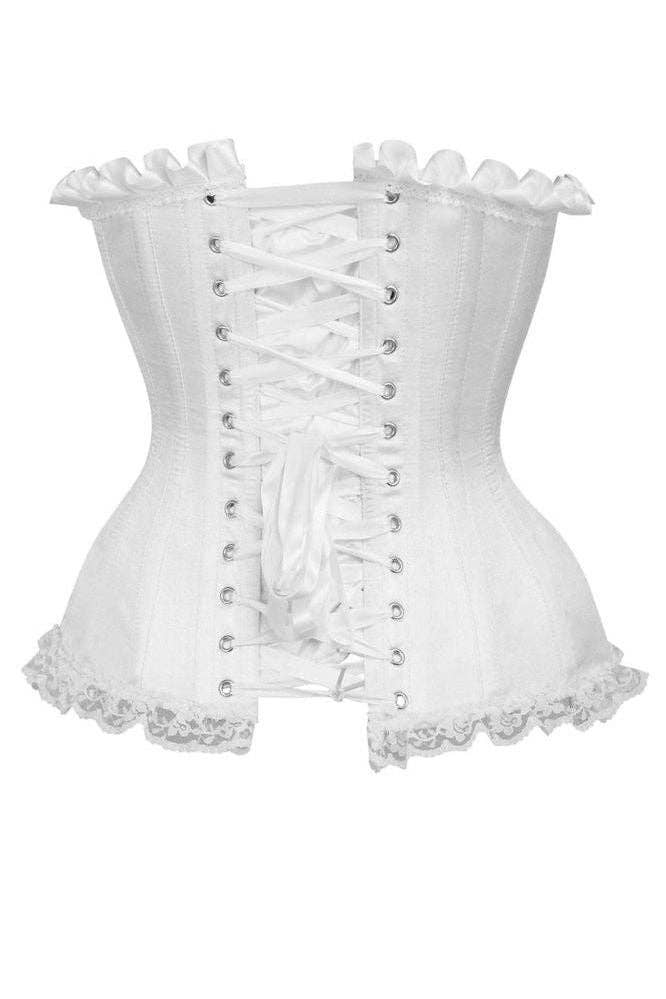 Daisy Corsets – wholesale Corset – Women′s – Top Drawer White Satin Steel Boned Burlesque Corset7