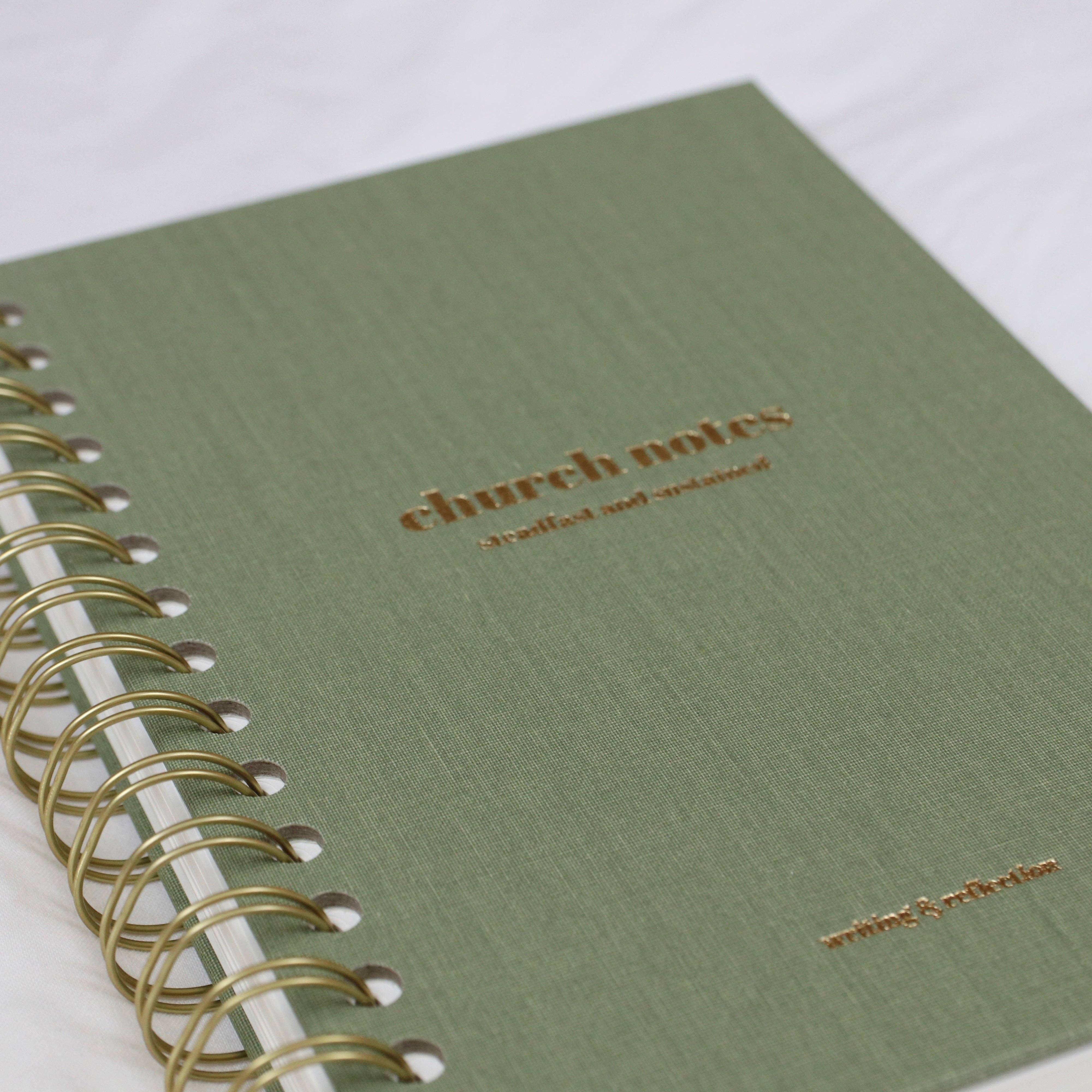 Steadfast and Sustained - Wholesale Journal/Diary - Church Notes Journal - Spiral Linen, Sage2