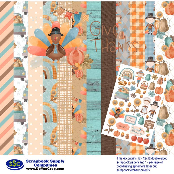 Give Thanks 12 x 12 Scrapbook Collection Kit by SSC Designs - 3 Kits for wholesale by SSC Wholesale