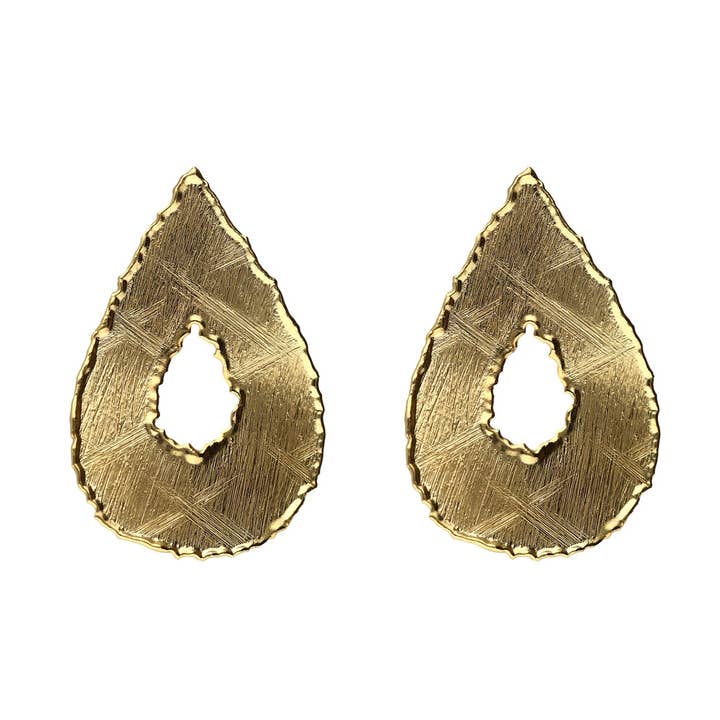 Lange oorbellen met traantextuur Alaska in zilver voor wholesale door Victoria Cruz