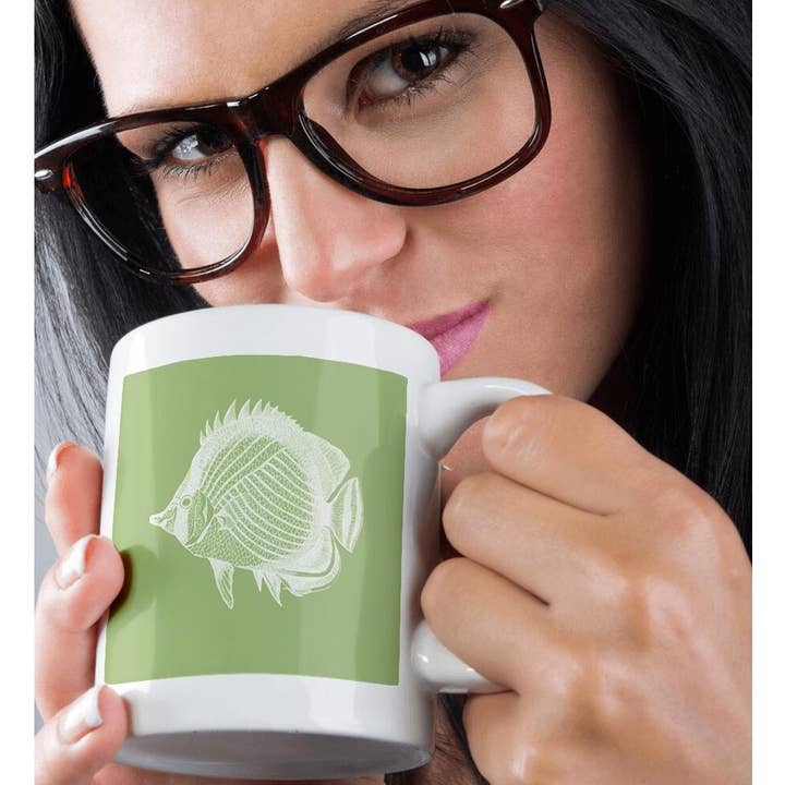 3dRose - Wholesale Coffee Mug - 3dRose, Green Butterflyfish Tropical Fish print Exotic modern sea ocean marine, Mug9