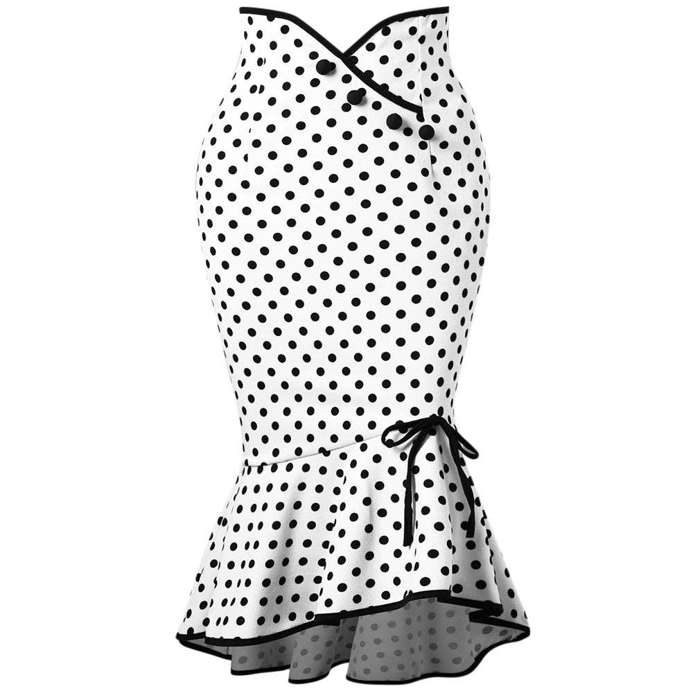 SALINA TRADING INC - Wholesale Skirt - Women's - Women Fashion Sexy Elegant Dot Printed Lace-Up Fishtail Skirt5