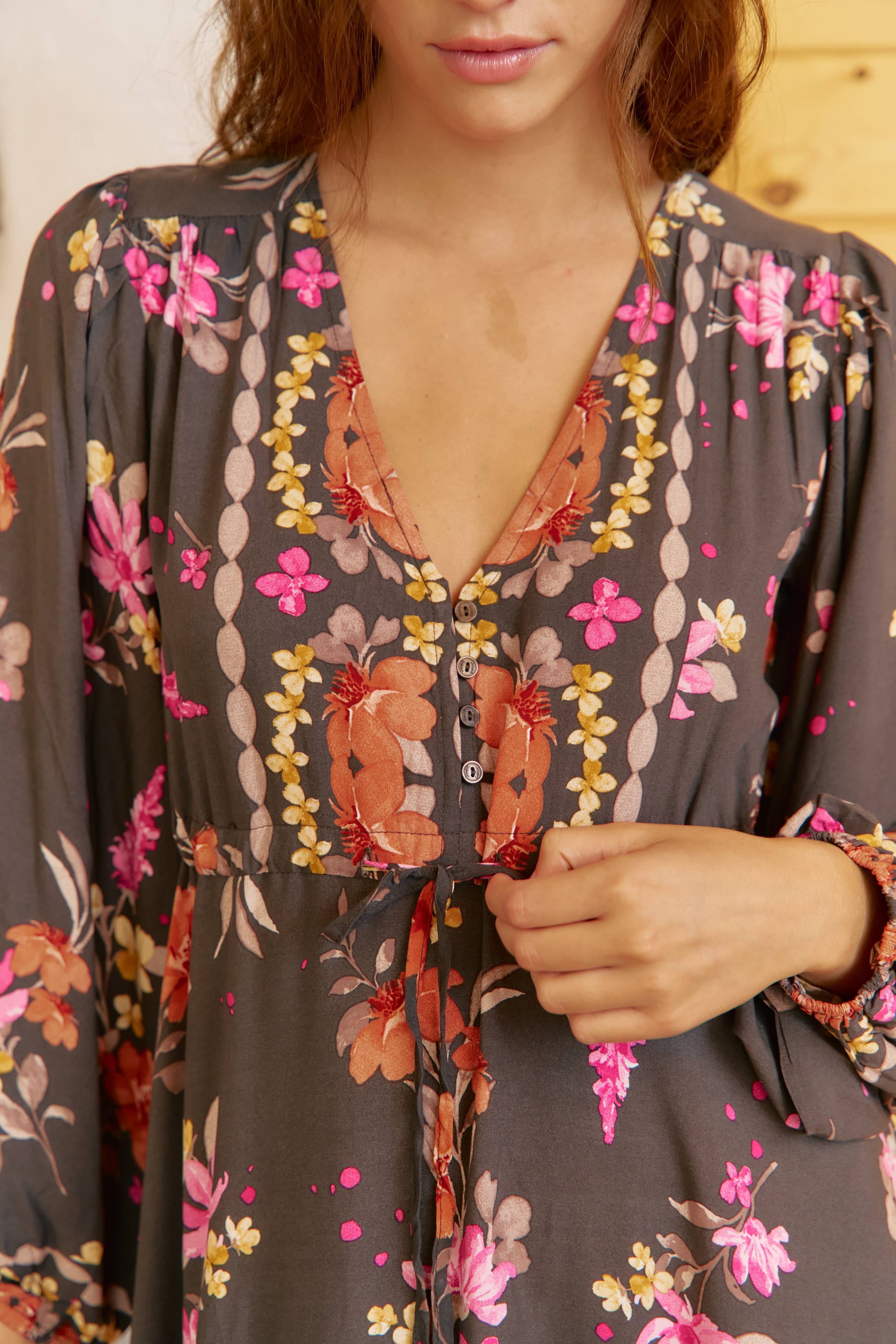 Jaase - Wholesale Dress - Women's - Monarch Bloom Print Teresa Maxi Dress4