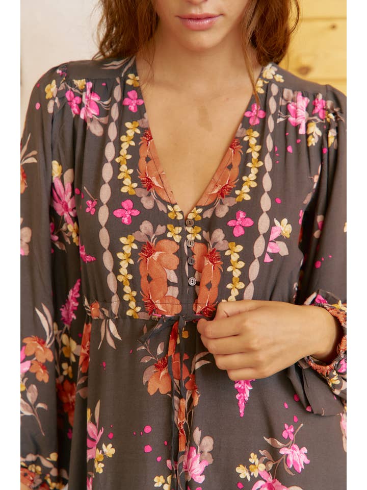 Jaase - Wholesale Dress - Women's - Monarch Bloom Print Teresa Maxi Dress4