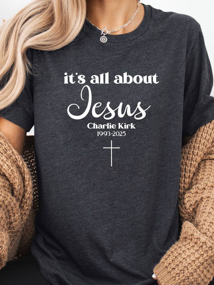 Boho Bloom Emporium - Wholesale Screen printed t-shirt – Women′s - It’s All About Jesus Tee – Christian Graphic Shirt0