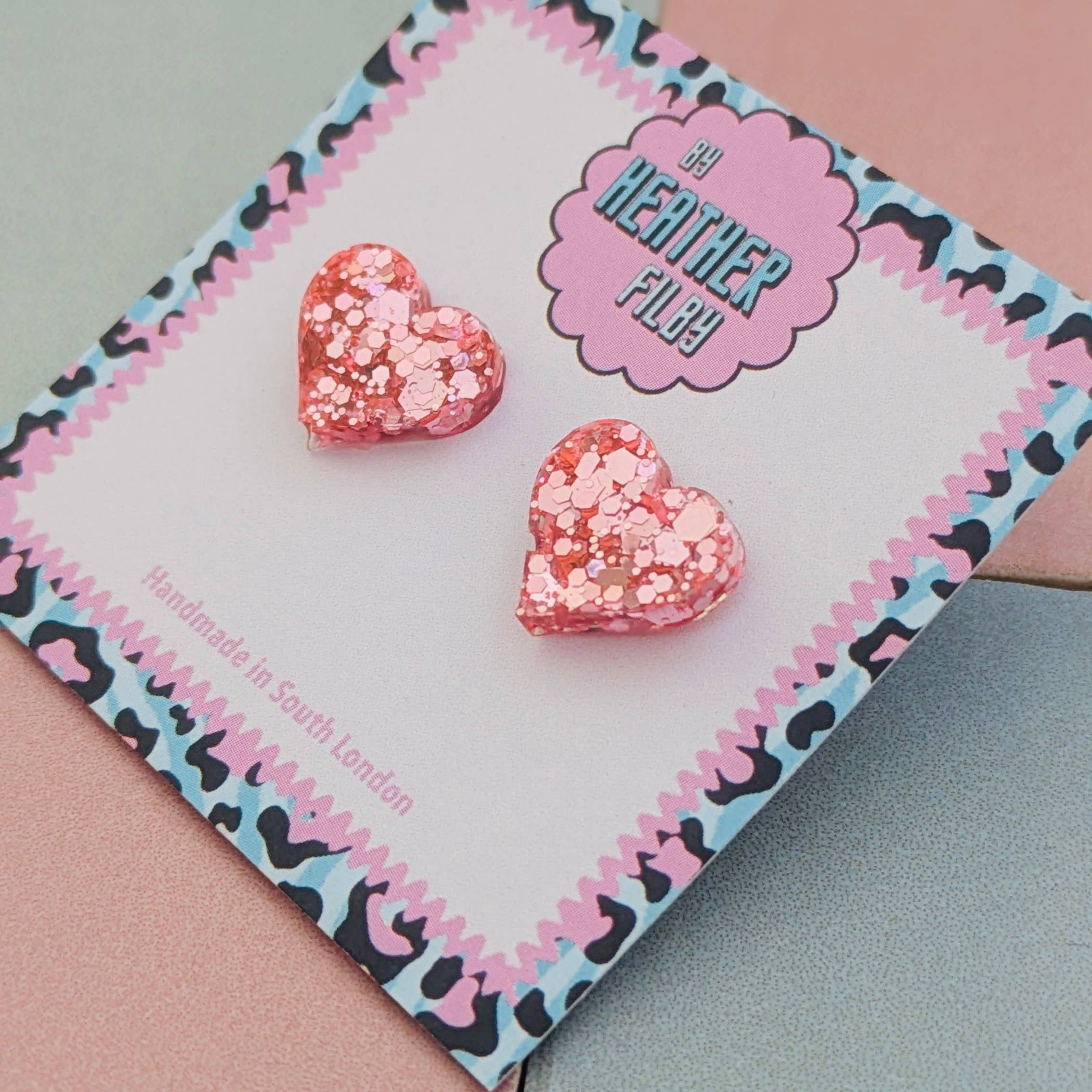 By Heather Filby – wholesale Stud/post earrings – Heart Stud Glitter Earrings (MORE COLOURS) - Best Seller15