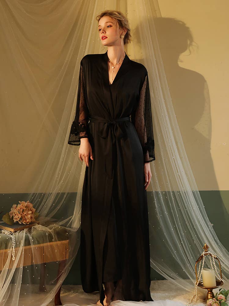 Sweetkama - Wholesale Robe - Women's - Lace Night Gown, Silk Robes,Bridal Party Robes,with babydoll37