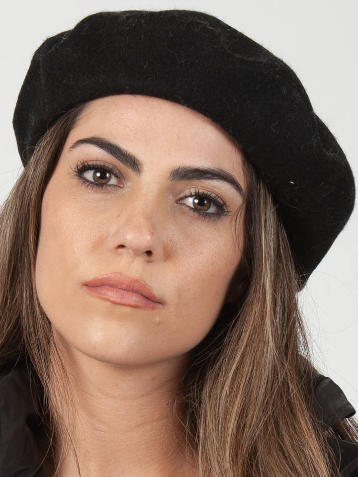 HBL1107-CHERIE CLASSIC BERET-BLACK for wholesale by Lucca Couture