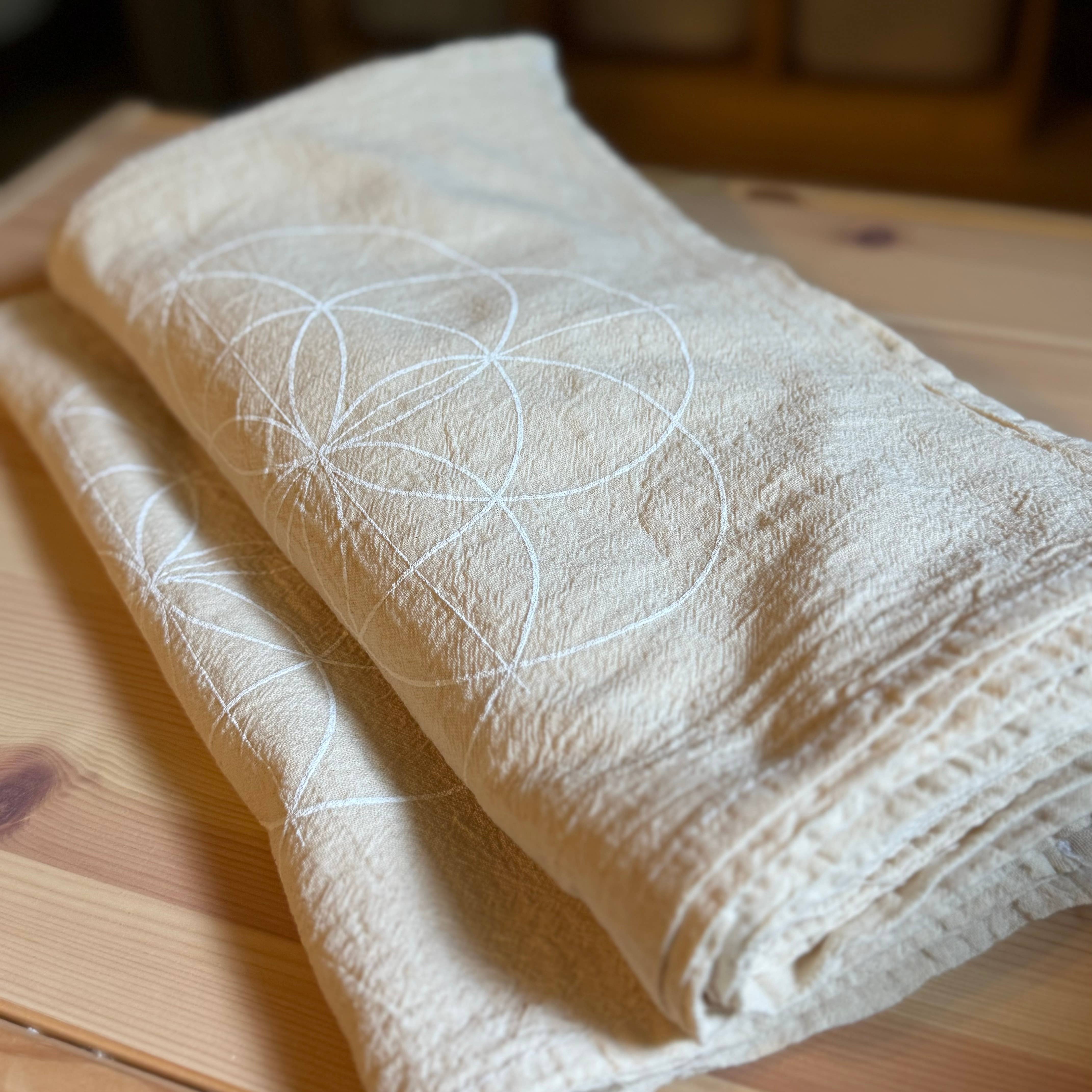 Crystal Grids - Wholesale Meditation Supplies - Seed of Life white ink, Crystal Grid Cloth, Alter Cloth14