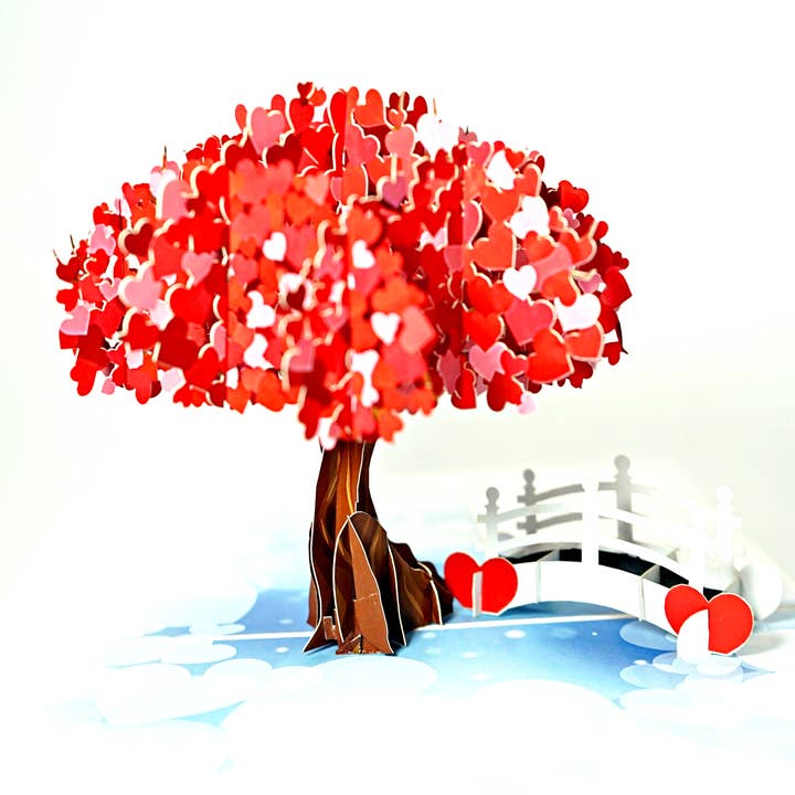 Wonder Paper Art – Engroshandel Valentinsdagskort – Træ af Hjerter Pop Up Kort til Valentinsdag, Jubilæum