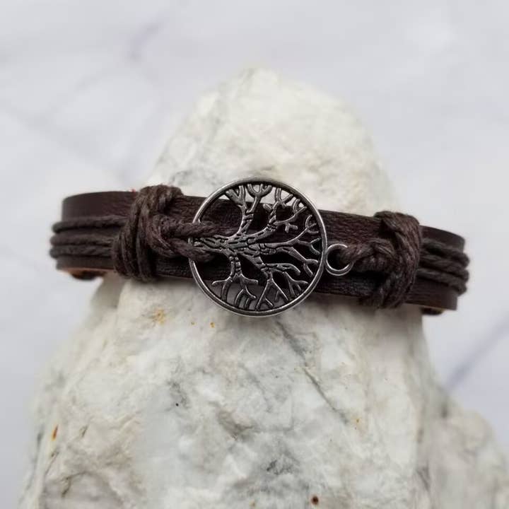 The Pretty Jewellery - Wholesale Charm/dangle bracelet - Tree of Life Classic Brown Leather Bracelet1