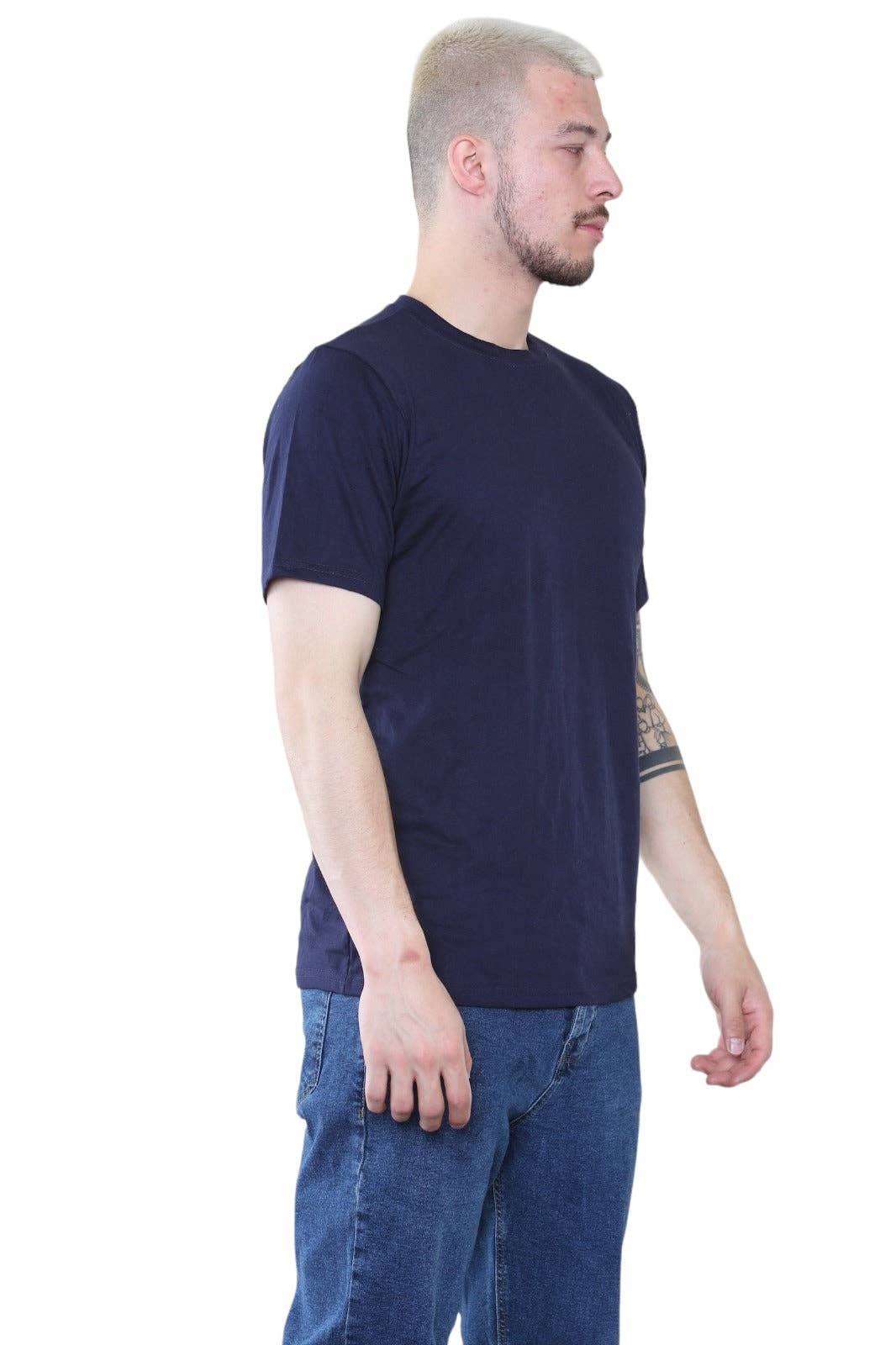 Elainah Fashion - Wholesale T-Shirt - Men's - Elaina Fashion Navy Crew Neck T-Shirt – Minimalist Style for Everyday Wear3