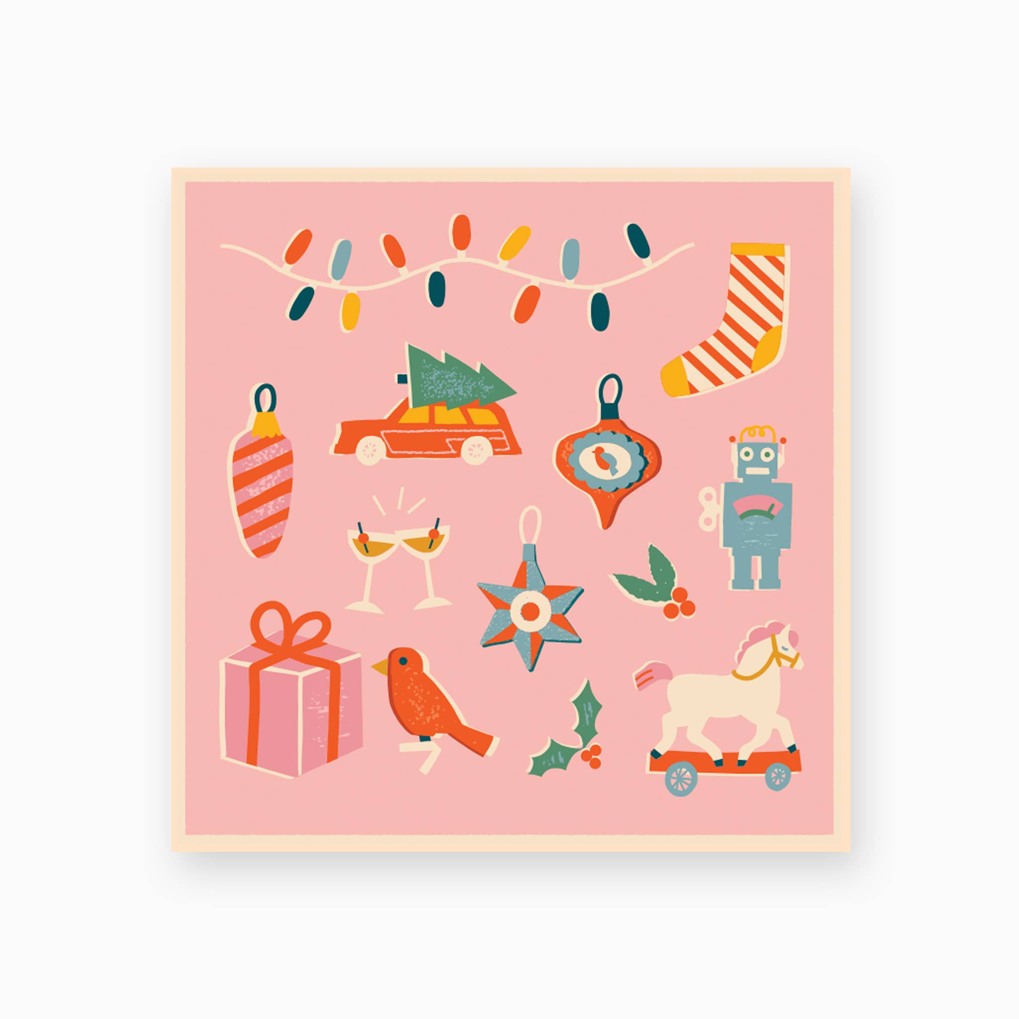 Frankie & Claude – Engroshandel Tændstikker – Dekorativ tændstikæske - Lyserød vintage juledesign