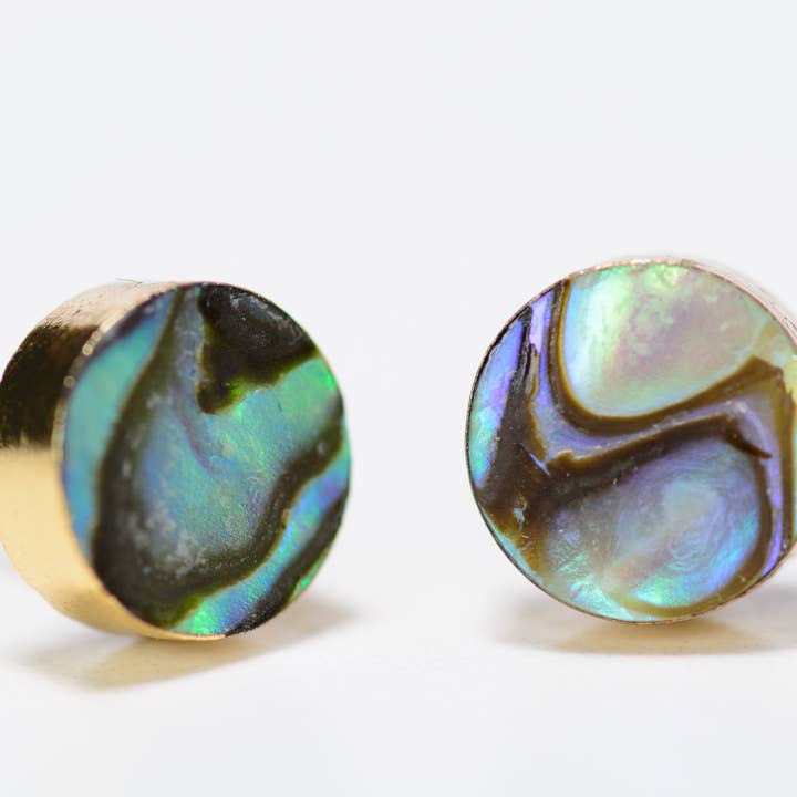 Abalone Round Studs for wholesale by Leslie Francesca Designs