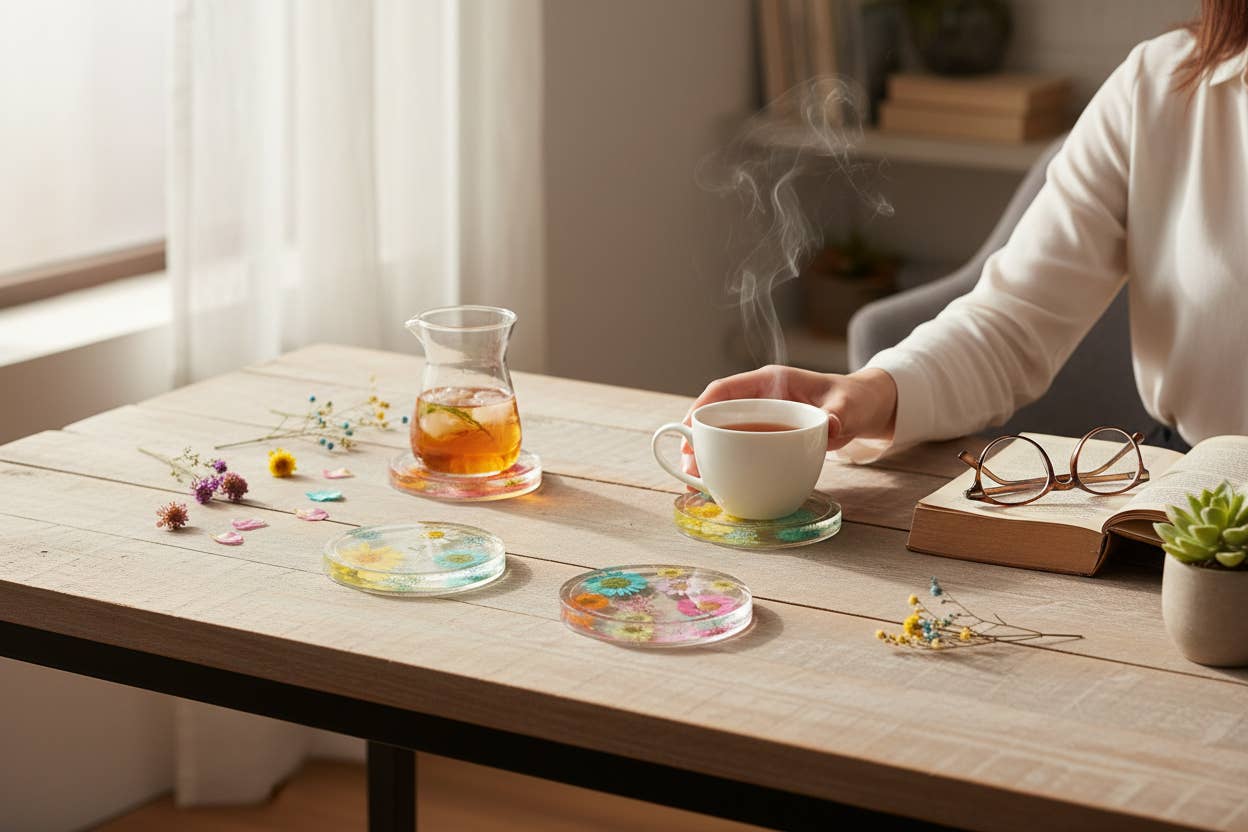 Ciao Bella Jewelry Inc – wholesale Underlägg – Pressade blomunderlägg med riktiga blommor, set om fyra17