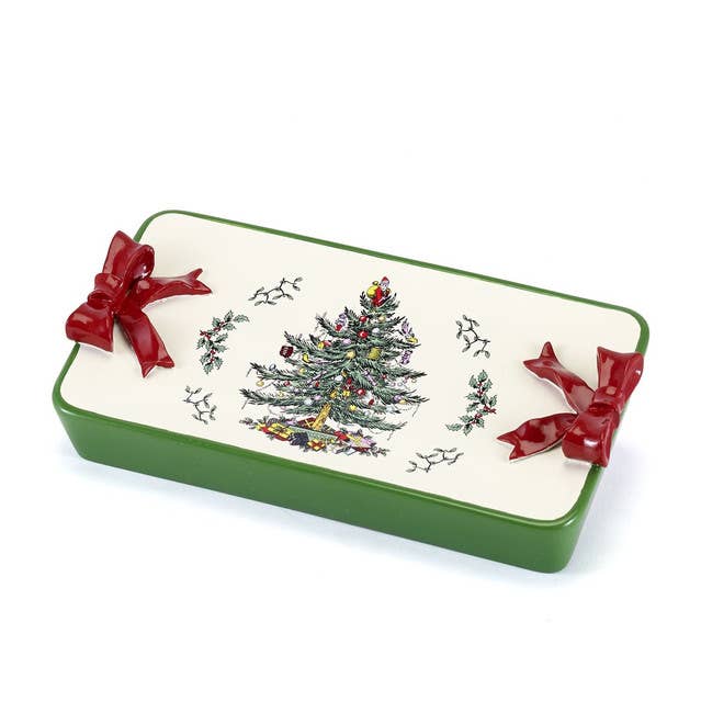 Plateau rouge Spode Arbre Multicolore pour la vente par Avanti Linens