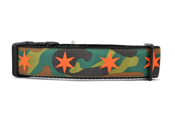 six point pet - Wholesale Pet Collar - Dog - Camouflage-Green with Orange Stars6