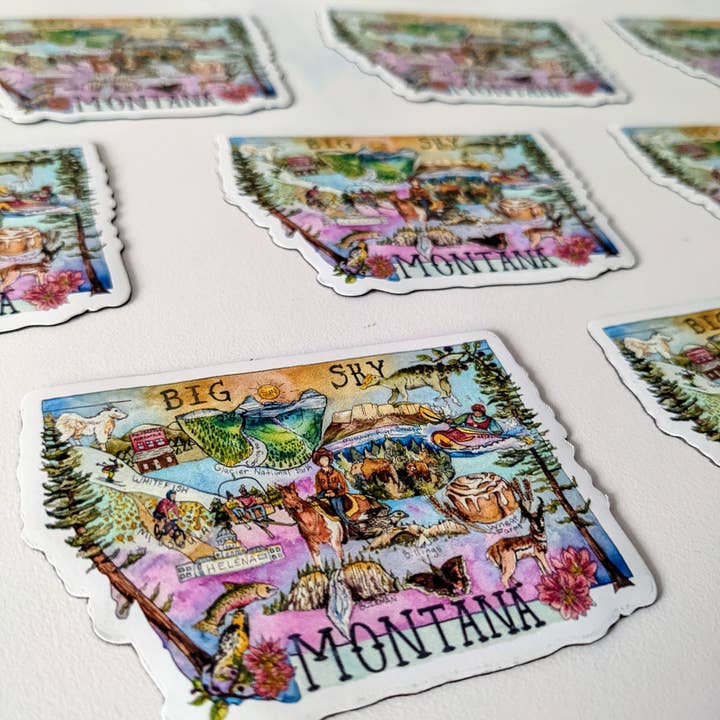 Mary Felker Art and Design - Wholesale Magnet - Montana Magnet, Refrigerator magnet, Montana Souvenir