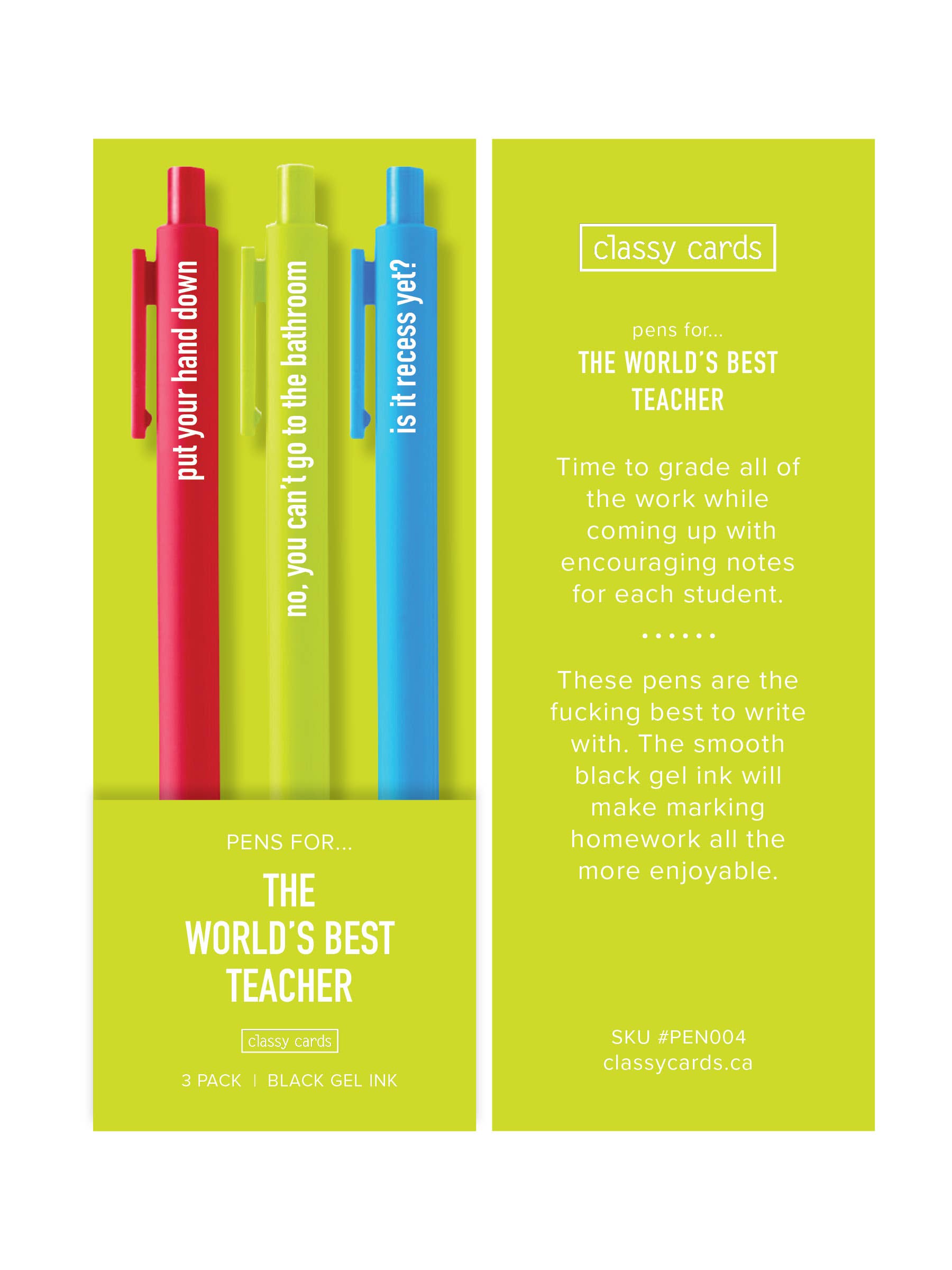 Classy Cards Creative – wholesale Pen – World's Best Teacher Pens1