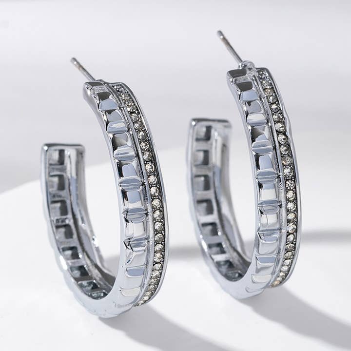 Lovelika - Wholesale Single Earring - Hoop earrings with rhinestones - Clémence0