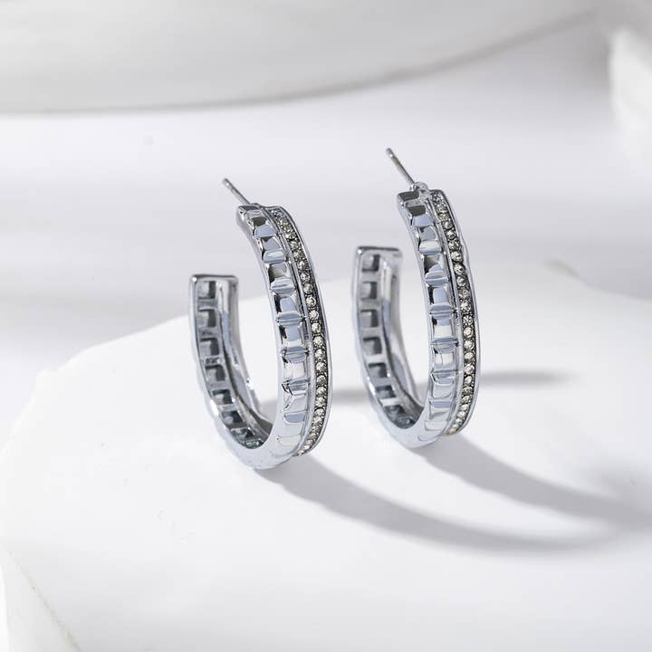 Lovelika - Wholesale Single Earring - Hoop earrings with rhinestones - Clémence