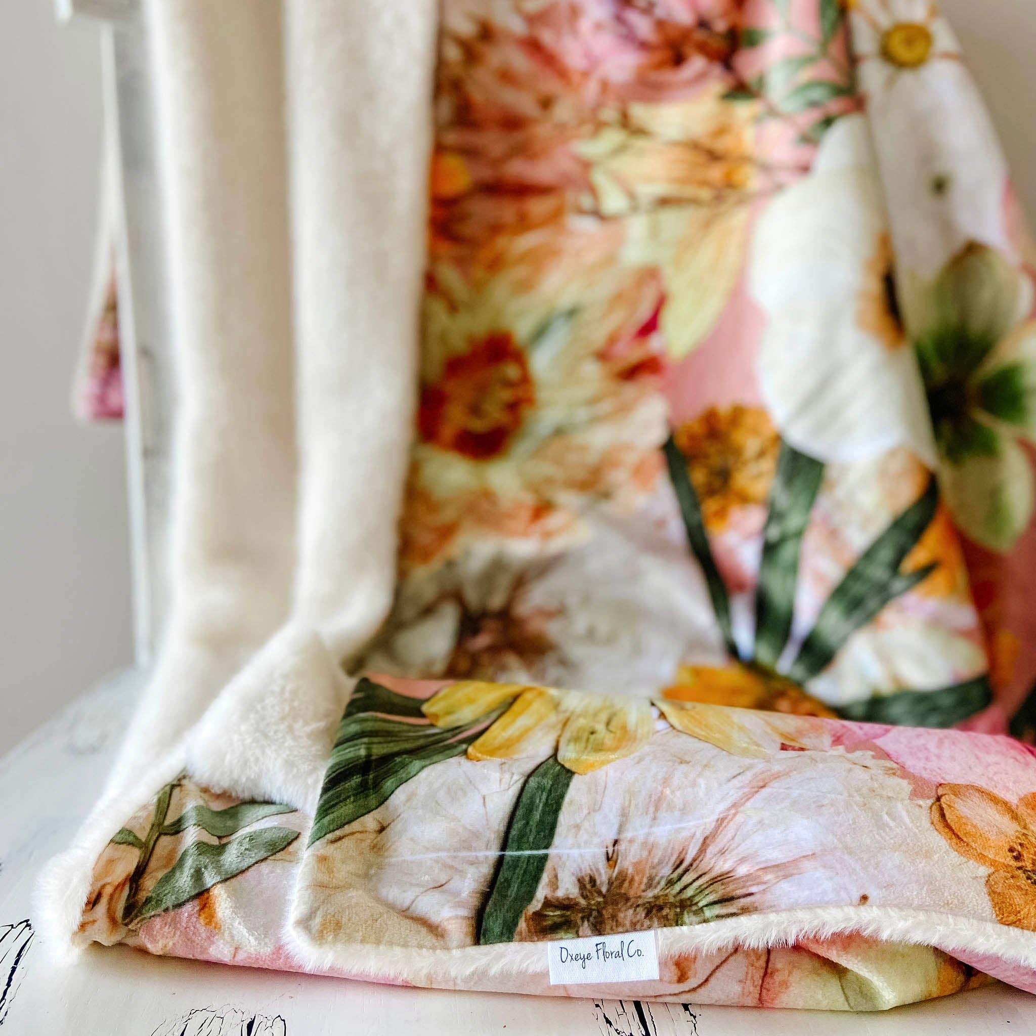 Oxeye Floral Co. - Wholesale Throw Blanket - Peaches & Sunshine Floral Throw Blanket1