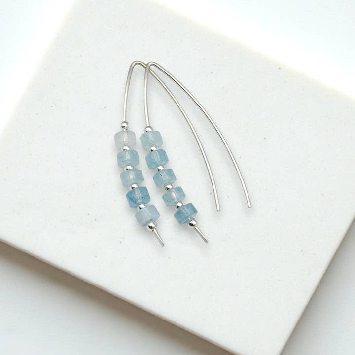Blue Aquamarine and Sterling Silver Threaders for wholesale by Bijou by SAM