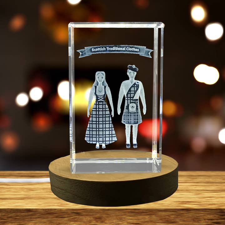 Traditionelles schottisches Tartan graviertes Kristallgeschenk für den Großhandel von AB Crystal Collection