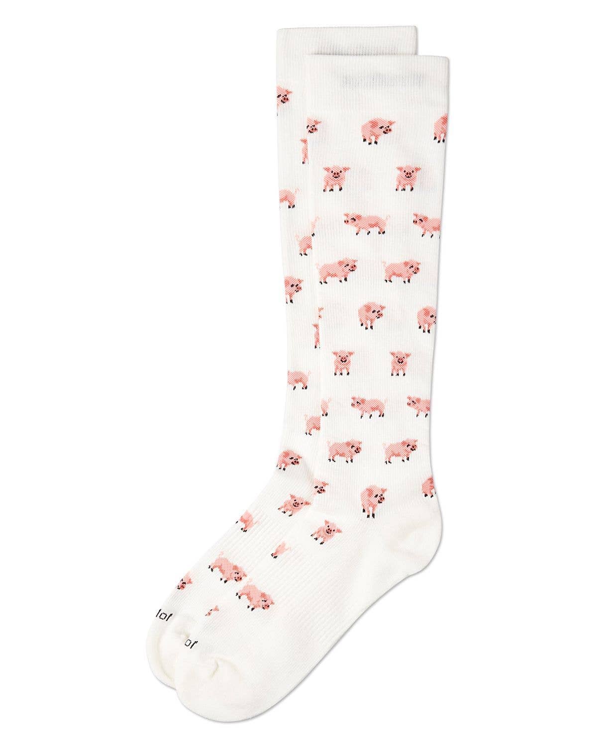 Ivoire Chaussettes de compression en coton Memoi Pigs en vente sur Faire2
