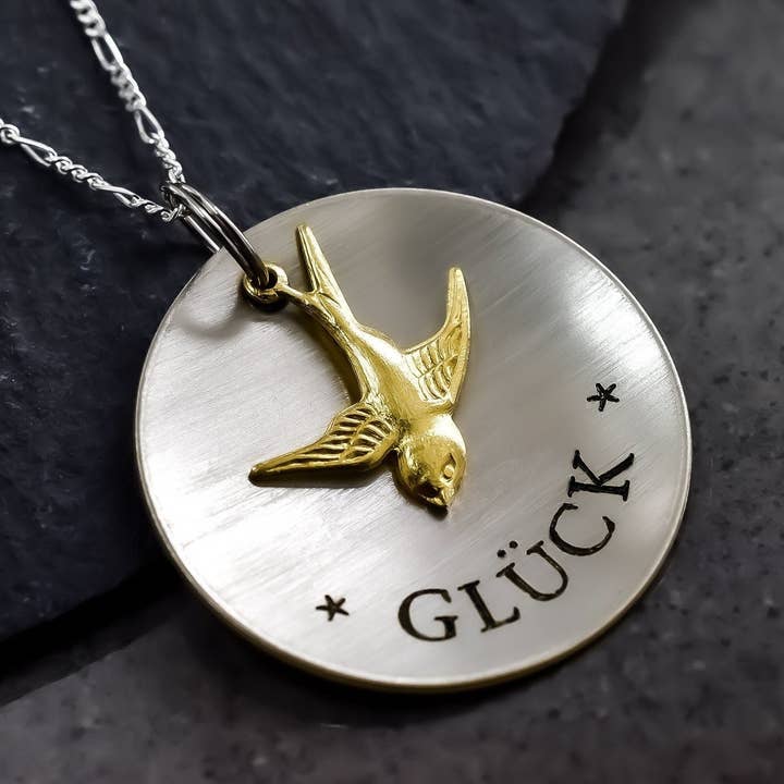 MadamLili - Wholesale Pendant/Charm Necklace - Lucky Charm Golden Swallow Engraved Necklace - 925 Sterli3