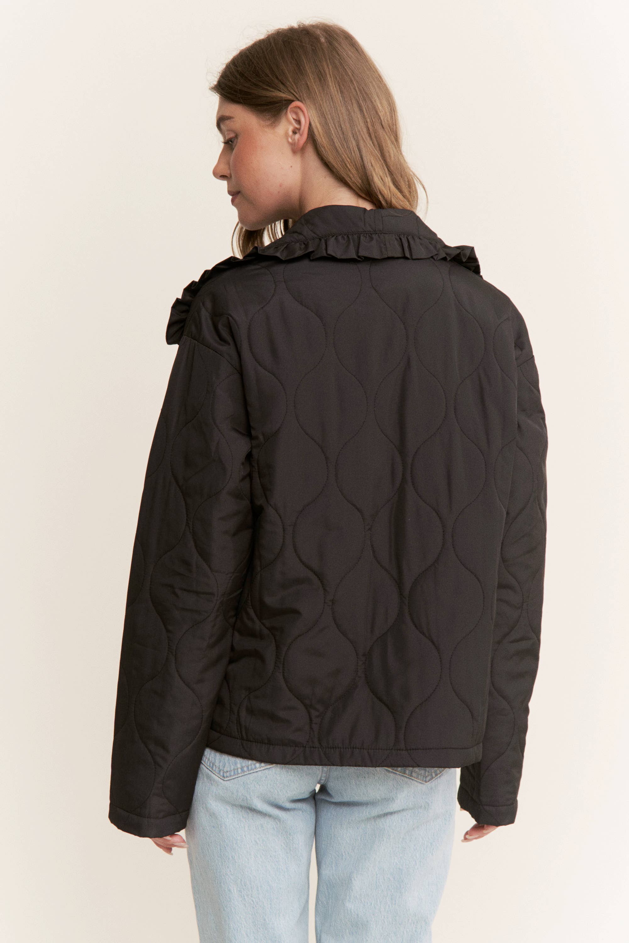 Sweet Generis - Wholesale Jacket - Women's - RUFFLE EDGE DETAIL QUILTED LOOSE FIT JACKET18